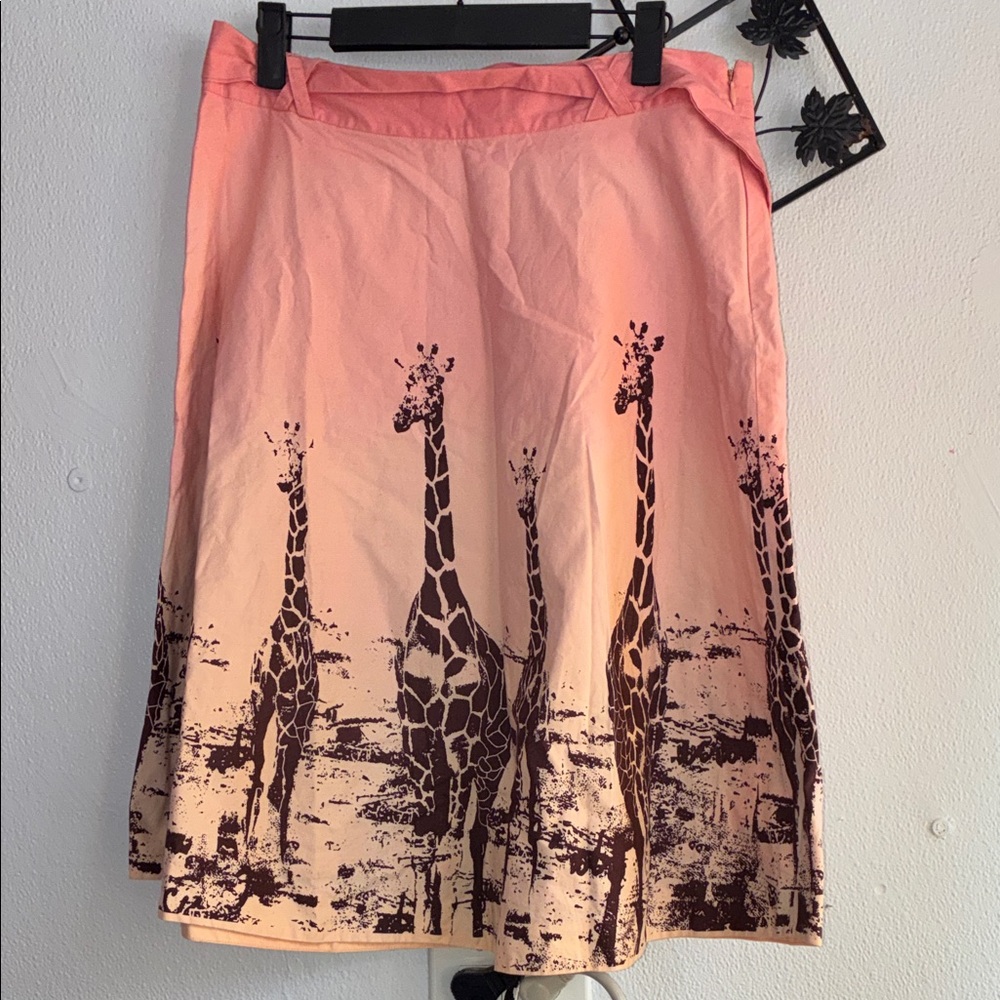 Odille Pink Ombre Giraffe Print A-Line Skirt